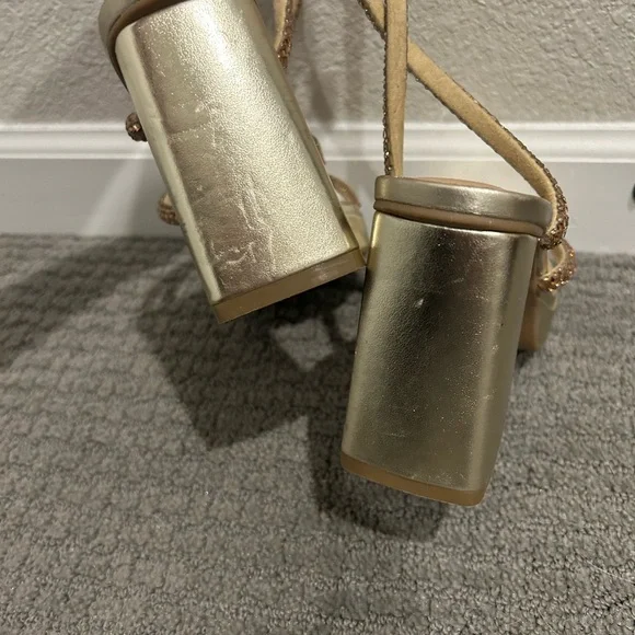 Gold Strappy Women's Sandals - Picture 9 of 9